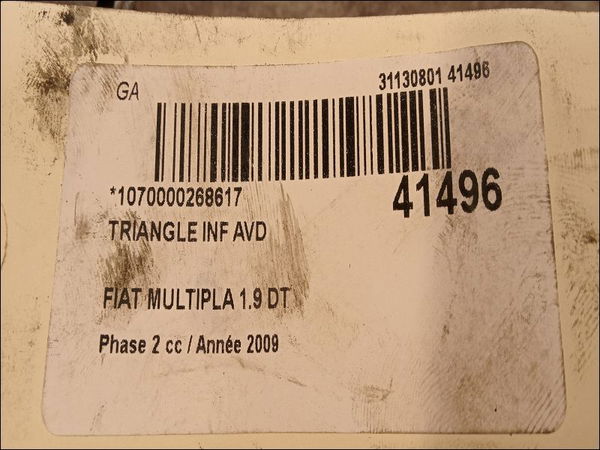 Triangle inf avd Fiat MULTIPLA (186_) 1.9 jtd (186axe1a) (2002-2010)