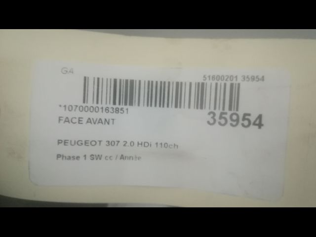 Face avant Peugeot 307 Break (3E) 2.0 hdi 110 (2002-2009) 5 portes