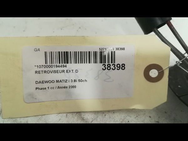 Retroviseur exterieur manuel droit Daewoo MATIZ (M100, M150) 0.8 (1998) 5 portes