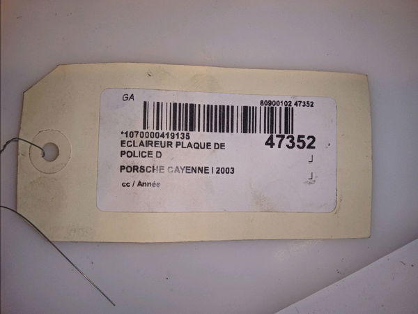Eclaireur plaque de police d PORSCHE CAYENNE I