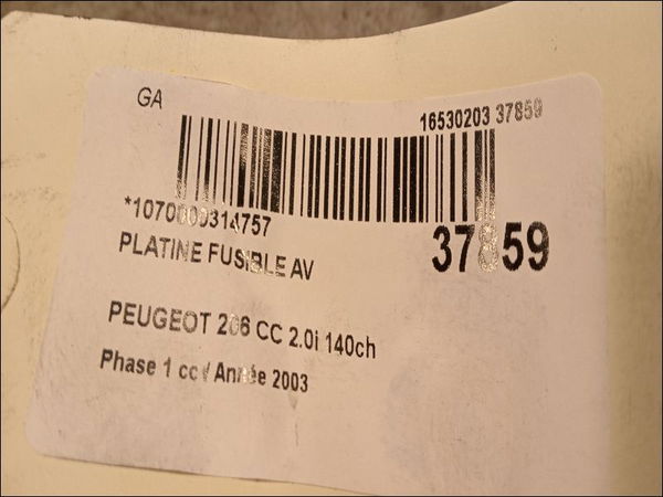 Platine fusible av PEUGEOT 206 CC Phase 1 10-2000--03-2007 2.0i 140ch