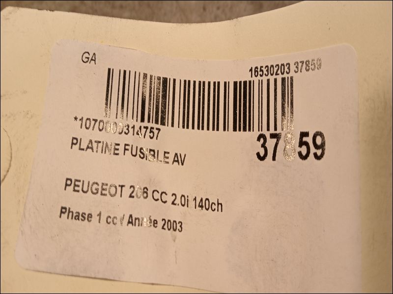 Platine fusible av PEUGEOT 206 CC Phase 1 10-2000--03-2007 2.0i 140ch