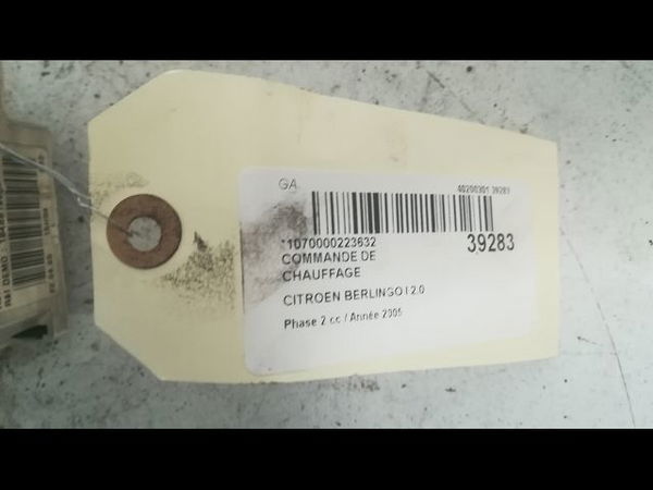 Commande de chauffage Citroën BERLINGO - BERLINGO FIRST Monospace (MF_, GJK_, GFK_) 2.0 hdi 90 (mfrhy) (1999-2005)