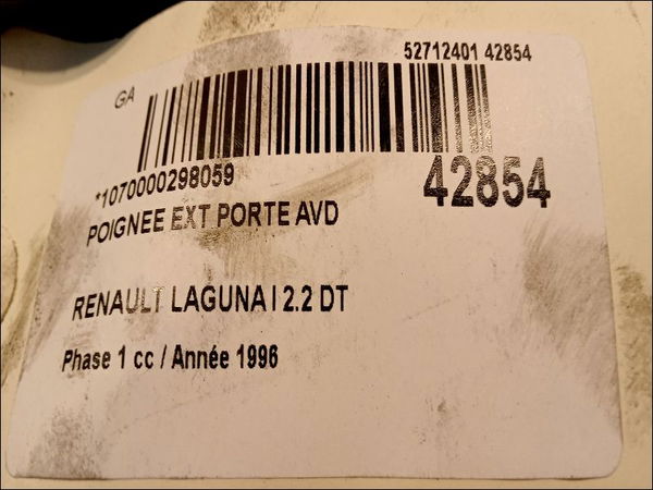 Poignee ext porte avd Renault LAGUNA I (B56_, 556_) 2.2 dt (b569) (1996-2001) 5 portes