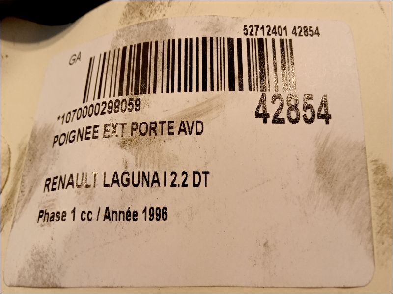 Poignee ext porte avd Renault LAGUNA I (B56_, 556_) 2.2 dt (b569) (1996-2001) 5 portes