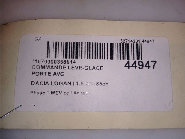 Commande lève-glace porte avant gauche Dacia LOGAN MCV (KS_) 1.5 dci (ks0w) (2007-2012) 5 portes