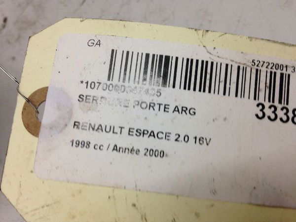 Serrure porte arg RENAULT ESPACE III Phase 1 12-1996--09-2002 2.0 16v