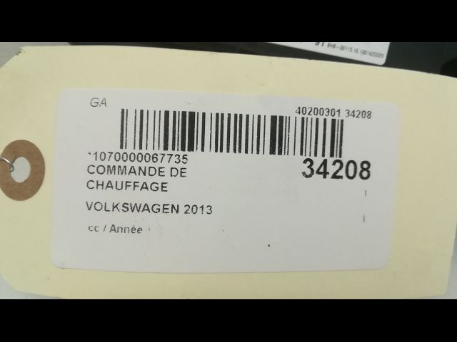 Commande de chauffage Volkswagen PASSAT B7 Variant (365) 2.0 tdi (2010-2014)