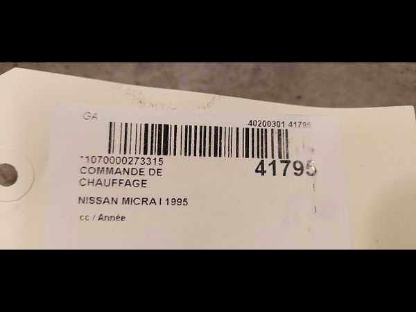 Commande de chauffage Nissan MICRA II (K11) 1.0 i 16v (1992-2000)