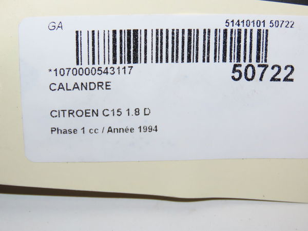 Calandre Citroën C15 Camionnette-Monospace (VD_) 1.8 d (1986-2000)