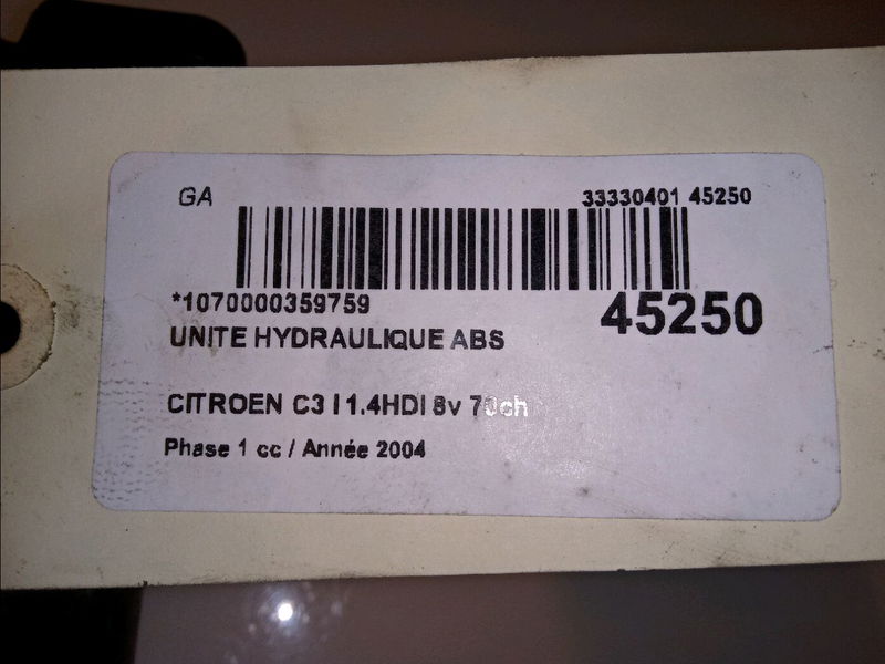 Unité hydraulique abs Citroën C3 I (FC_, FN_) 1.4 hdi (2003-2011) 5 portes