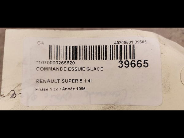 Commande essuie glace Renault SUPER 5 (B-C40_) 1.4 cat (b-c-407) (1985-1996)
