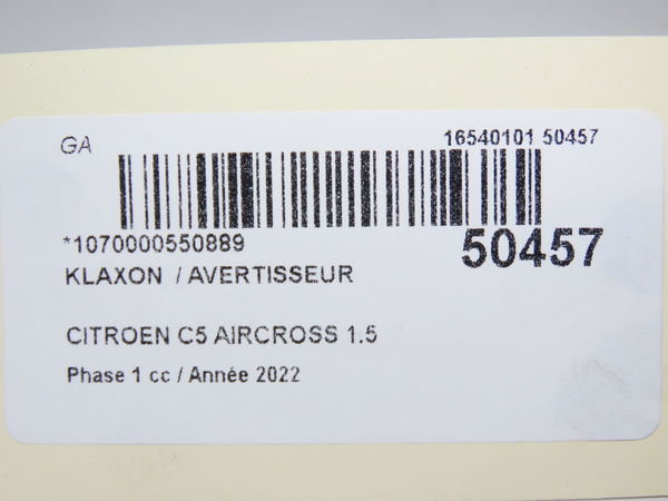 Klaxon  - avertisseur Citroën C5 AIRCROSS (A_) 1.5 bluehdi 130 (acyhzj, acyhzr) (2018)