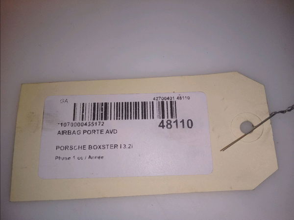 Airbag porte avd PORSCHE BOXSTER I Phase 1 09-1996--12-2004 3.2i 250ch