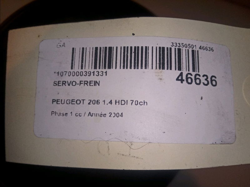 Servo-frein Peugeot 206 3-5 portes (2A-C) 1.4 hdi eco 70 (2001-2009) 5 portes