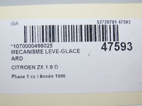 Mecanisme leve-glace arrière droit Citroën ZX (N2) 1.9 d (1993-1997)