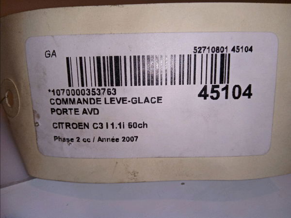 Commande lève-glace porte avant droite Citroën C3 I (FC_, FN_) 1.1 i (2002) 5 portes
