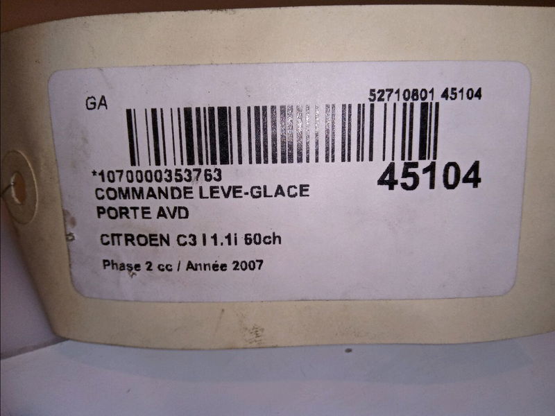 Commande lève-glace porte avant droite Citroën C3 I (FC_, FN_) 1.1 i (2002) 5 portes