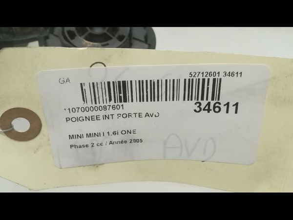 Poignee int porte avd Mini MINI (R50, R53) One (2001-2006)