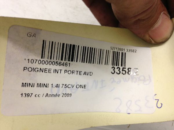 Poignee int porte avd Mini MINI (R56) One (2009-2010)