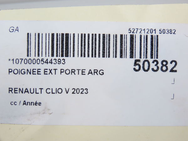 Poignee ext porte arg Renault CLIO V (B7_) 1.6 e-tech 145 (b7mu) (2022)