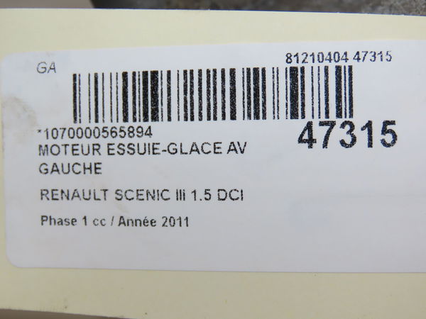 Moteur essuie-glace av gauche Renault GRAND SCÉNIC III (JZ0-1_) 1.5 dci (2009) 5 portes