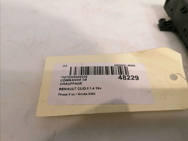 Commande de chauffage Renault CLIO II (BB_, CB_) 1.4 16v (b-cb0p, bb13) (2000-2008) 5 portes