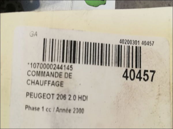 Commande de chauffage Peugeot 206 3-5 portes (2A-C) 2.0 hdi 90 (1999-2009) 5 portes