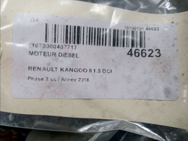 Moteur diesel Renault KANGOO Express (FW0-1_) 1.5 dci 90 (fw0g, fw05, fw08, fw11) (2009) 4 portes