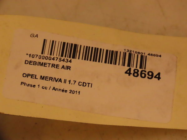 Debimetre air Opel MERIVA B Monospace (S10) 1.7 cdti (75) (2010-2017)