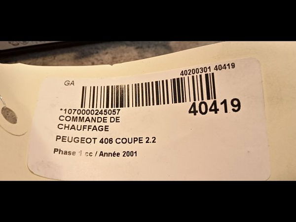 Commande de chauffage Peugeot 406 Coupé (8C) 2.2 hdi (2000-2004) 2 portes