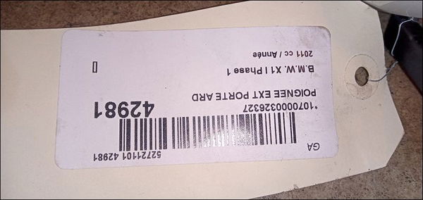 Poignee ext porte ard Bmw X1 (E84) Xdrive 18 d (2009-2015)