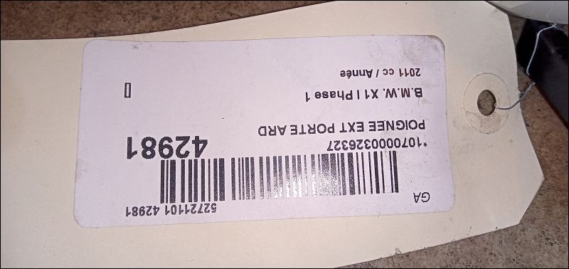 Poignee ext porte ard Bmw X1 (E84) Xdrive 18 d (2009-2015)