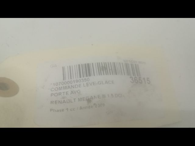 Commande lève-glace porte avant gauche Renault MEGANE III 3-5 portes (BZ0-1_, B3_) 1.5 dci (2009)