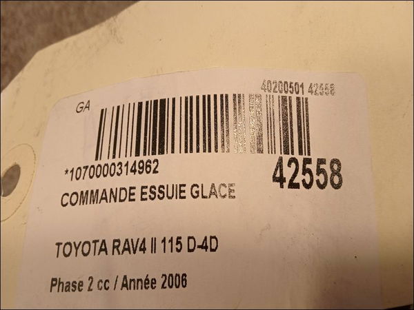 Commande essuie glace Toyota RAV 4 II (_A2_) 2.0 d 4wd (cla20_, cla21_) (2001-2005)
