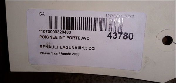 Poignee int porte avd Renault LAGUNA III (BT0-1) 1.5 dci (bt00, bt0a, bt0t, bt1j) (2007-2015) 5 portes