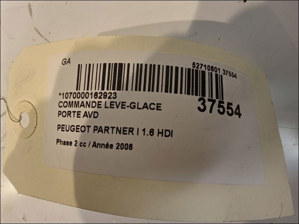 Commande lève-glace porte avant droite Peugeot PARTNER Monospace (5_, G_) 1.6 hdi 90 (2005-2015)