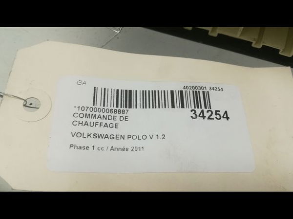Commande de chauffage Volkswagen POLO V (6R1, 6C1) 1.2 tdi (2009) 5 portes
