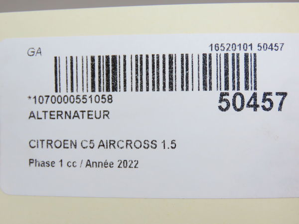 Alternateur Citroën C5 AIRCROSS (A_) 1.5 bluehdi 130 (acyhzj, acyhzr) (2018)