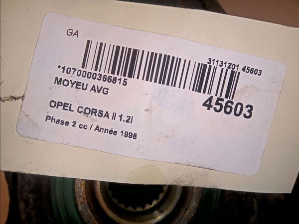 Moyeu avg Opel CORSA B (S93) 1.2 i 16v (f08, f68, m68) (1998-2000) 5 portes