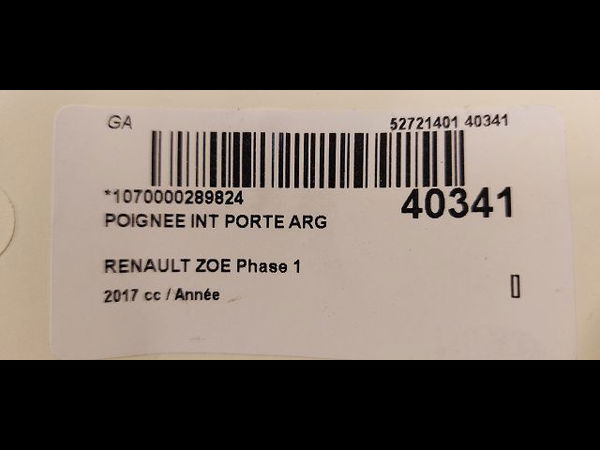 Poignee int porte arg Renault ZOE (BFM_) Zoe (2012) 5 portes