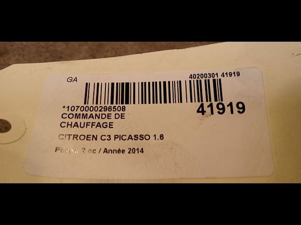 Commande de chauffage Citroën C3 PICASSO (SH_) 1.6 hdi 90 (2010) 5 portes