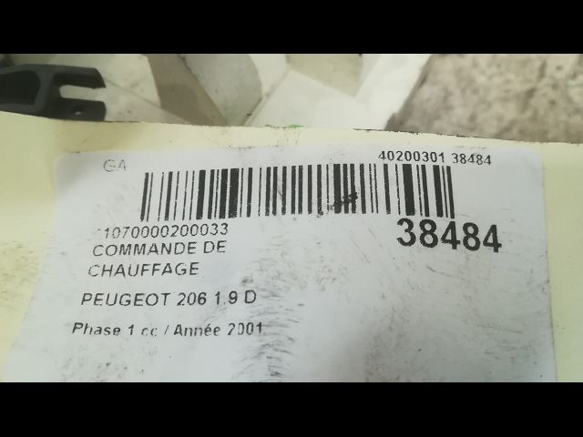 Commande de chauffage Peugeot 206 3-5 portes (2A-C) 1.9 d (1998-2001) 5 portes