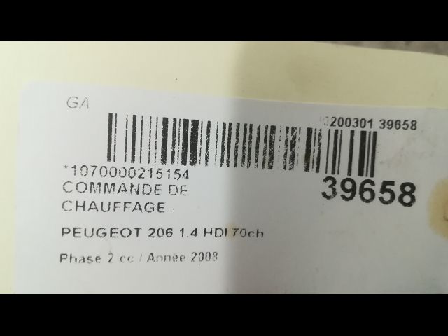 Commande de chauffage Peugeot 206 3-5 portes (2A-C) 1.4 hdi eco 70 (2001-2009) 5 portes
