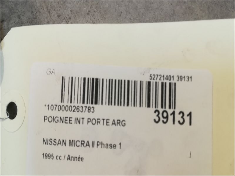 Poignee int porte arg Nissan MICRA II (K11) 1.3 i 16v (1992-2000)