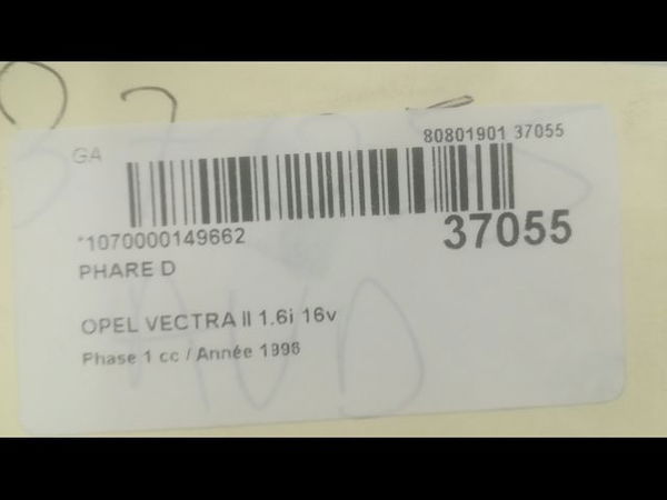 Phare droit Opel VECTRA B 3-5 portes (J96) 1.6 i 16v (f68) (1995-2002)