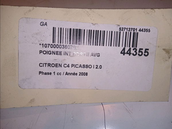 Poignee int porte avg Citroën C4 PICASSO I Monospace (UD_) 2.0 hdi 138 (2006-2013) 5 portes