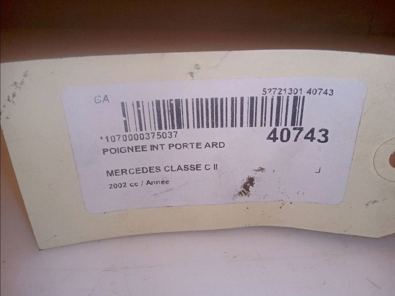 Poignee int porte ard Mercedes-benz CLASSE C (W203) C 200 kompressor (203.045) (2000-2002)