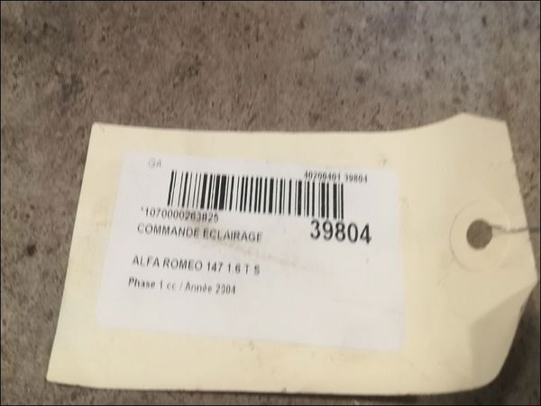 Commande eclairage Alfa romeo 147 (937_) 1.6 16v t.spark (937.axa1a, 937.axb1a, 937.bxb1a) (2001-2010)