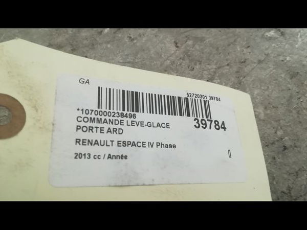 Commande leve-glace porte arrière droite Renault ESPACE IV (JK0-1_) 2.0 dci (jk03, jk04, jk1c, jk1g, jk1j, jk1k) (2006) 5 portes